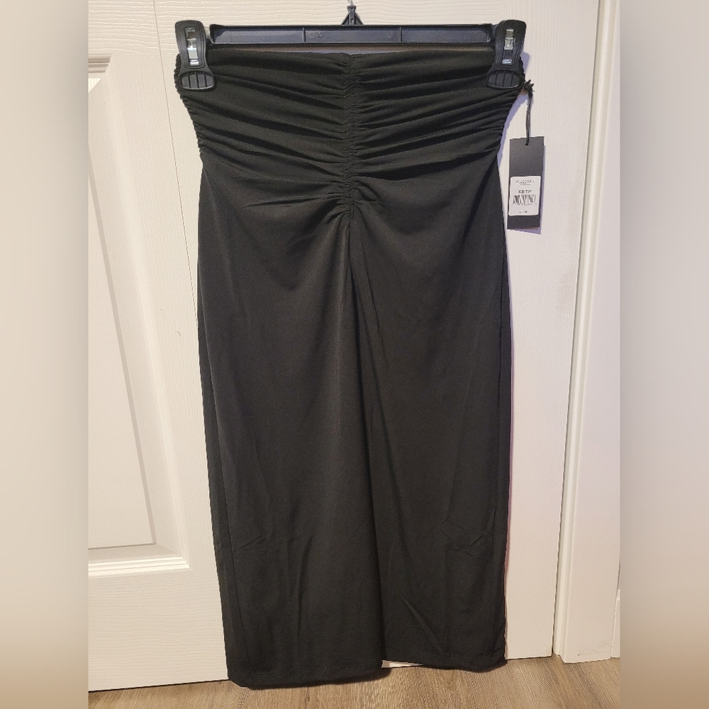 Rouched Front Midi Skirt